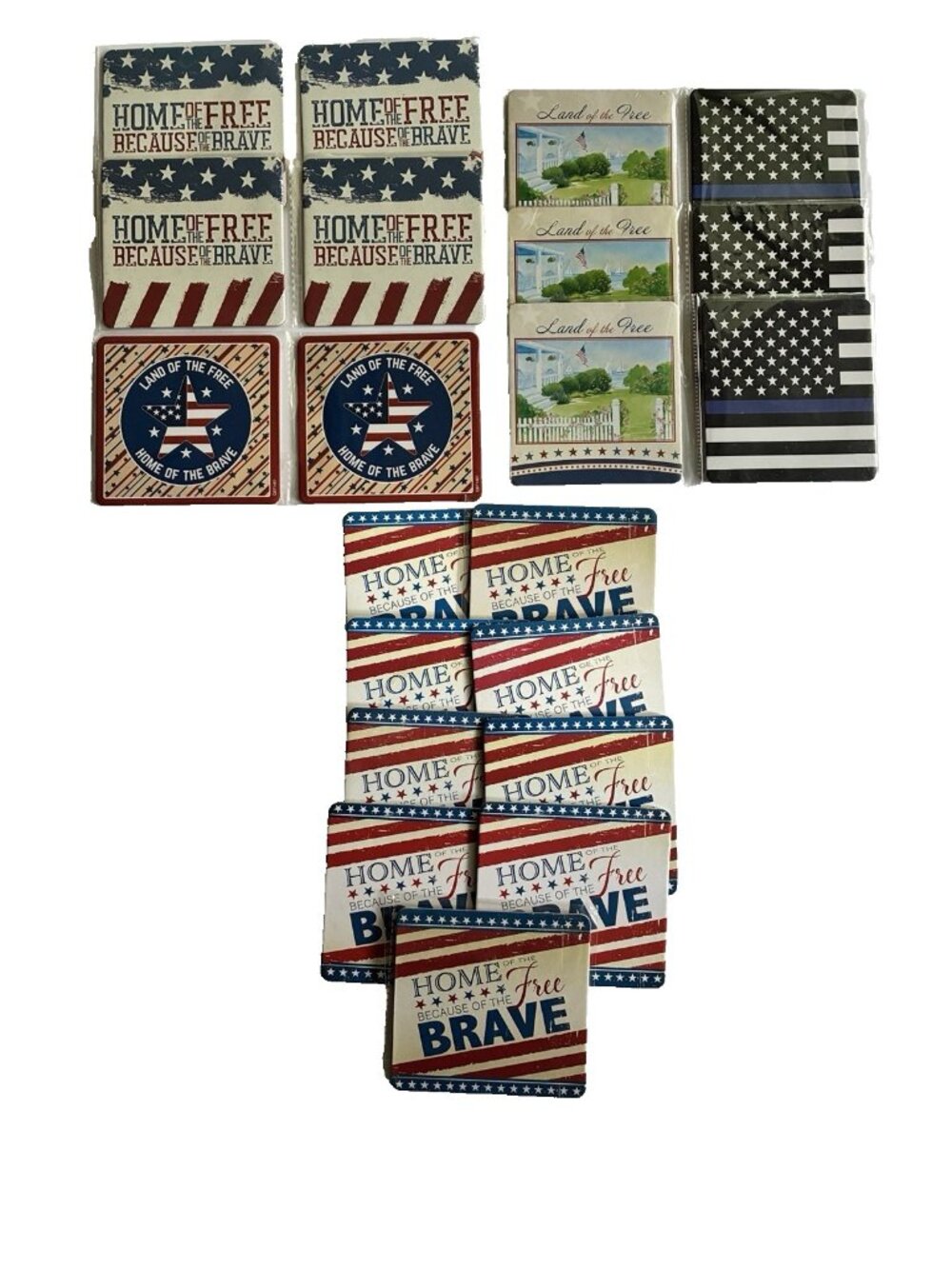 Patriotic Coaster Lot 21 Assorted VFW Home of the Free Flag America Coasters